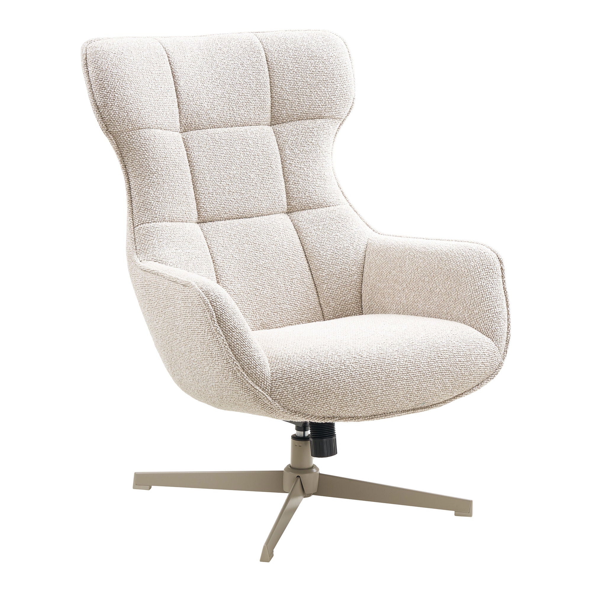 Turin – Loungesessel mit Drehfunktion, Stoffbezug, natur, 76 × 86 × 100 cm